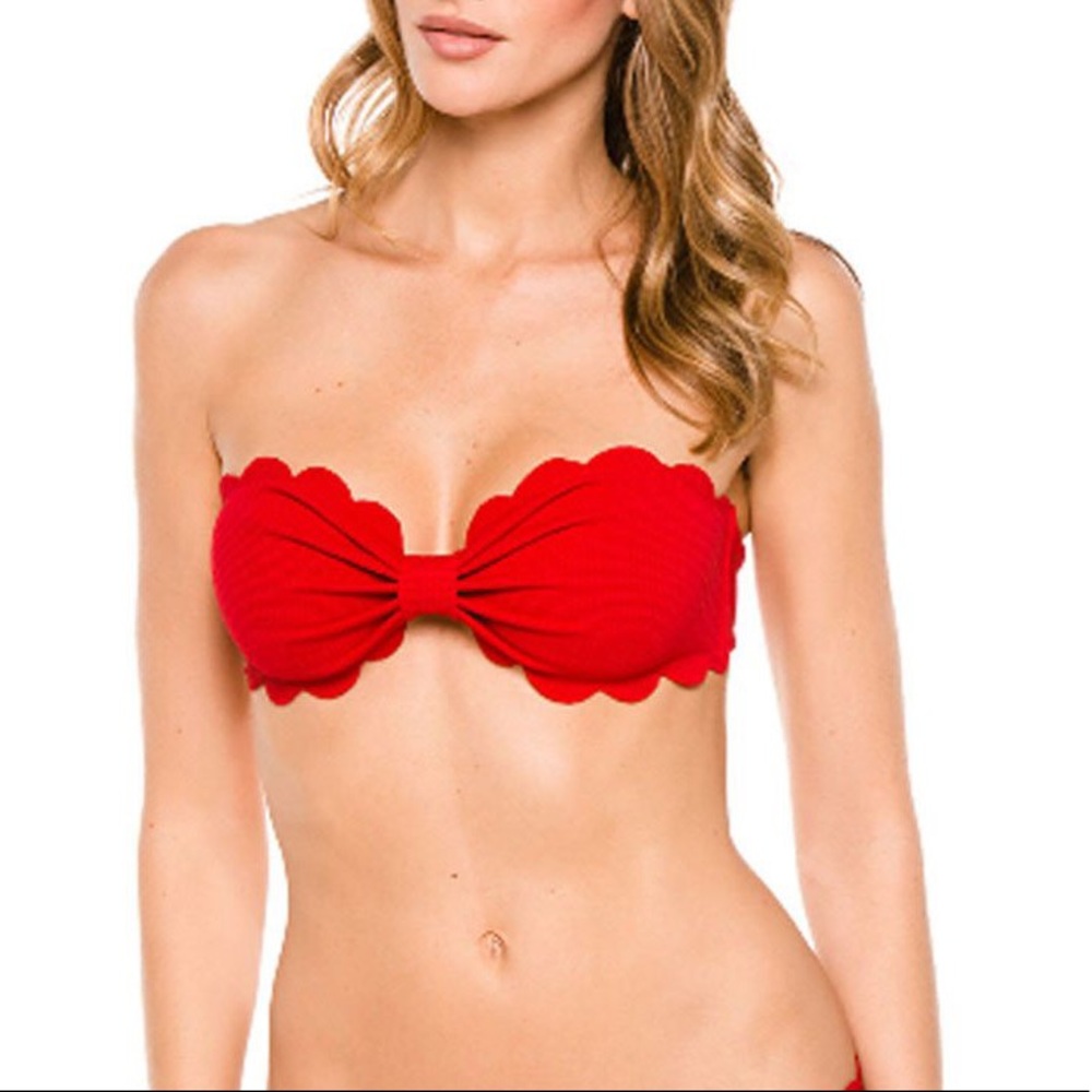 South Beach Red Scallop Bikini Top